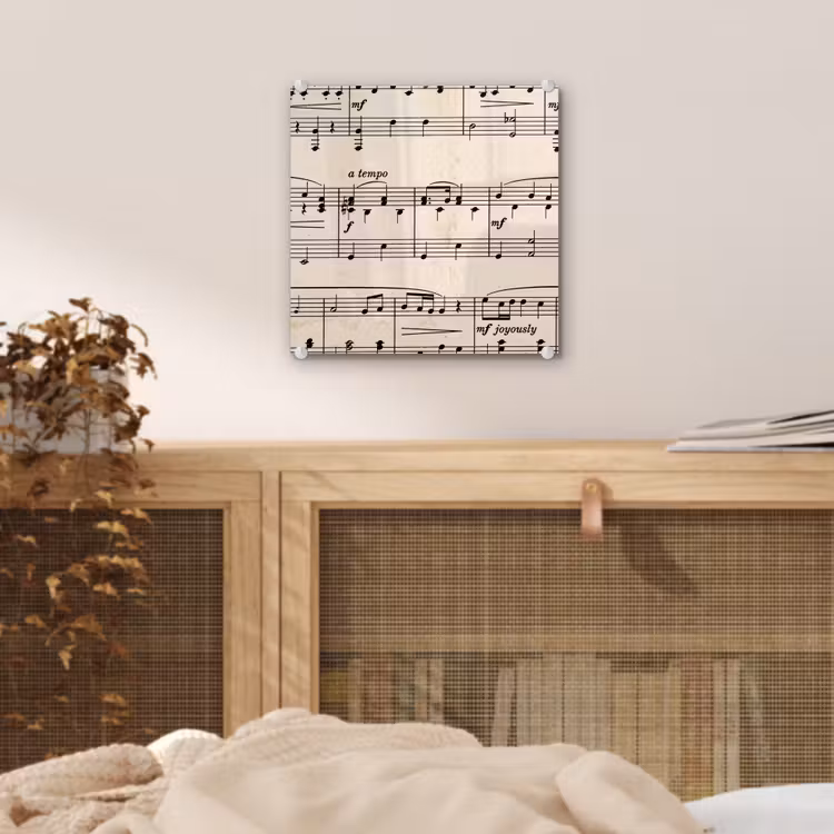 Muzieknotatie - Notenbalken - Kunst - Klassiek - Beige plexiglas 5mm klein -sfeer4