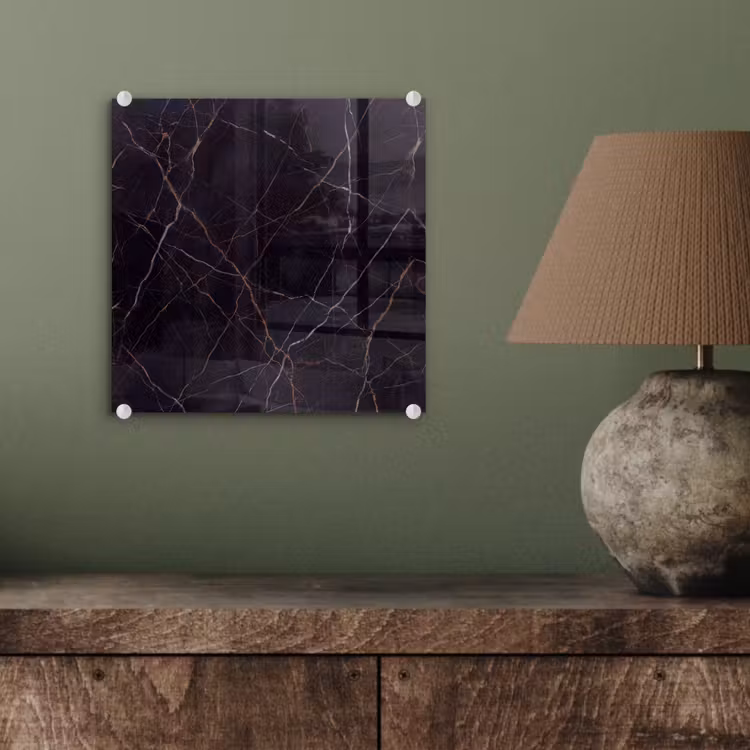 Natuursteen - Marmerpatroon - Abstract - Modern - Zwart - Goud plexiglas 5mm klein -sfeer3