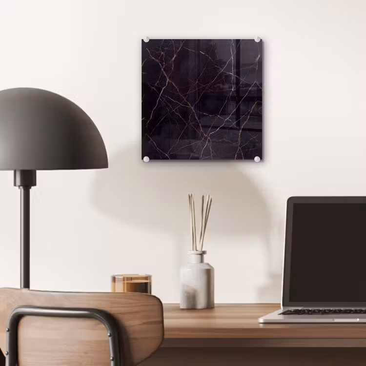 Natuursteen - Marmerpatroon - Abstract - Modern - Zwart - Goud plexiglas 5mm klein -sfeer6