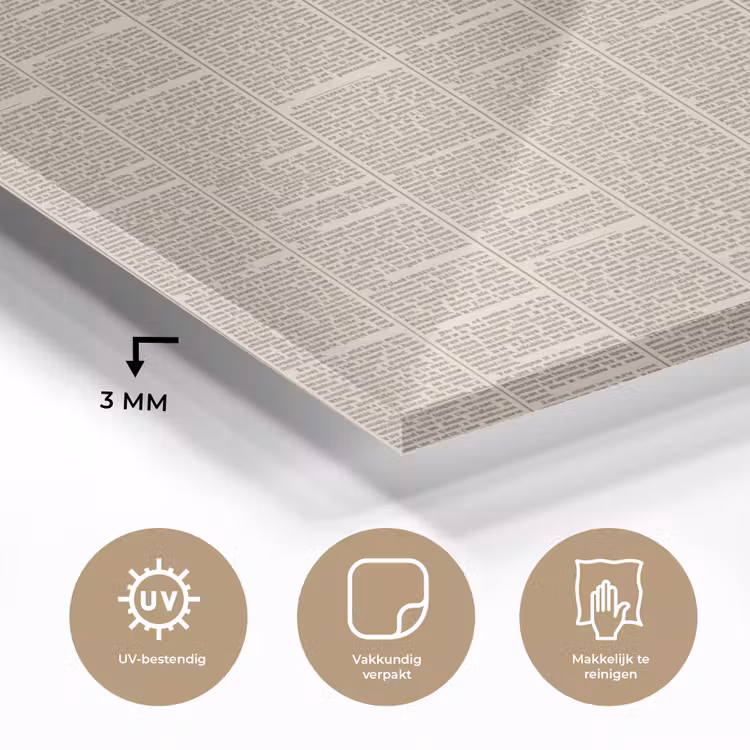 Krant - Nieuws - Historisch - Vintage - Beige plexiglas 5mm klein -sfeer2