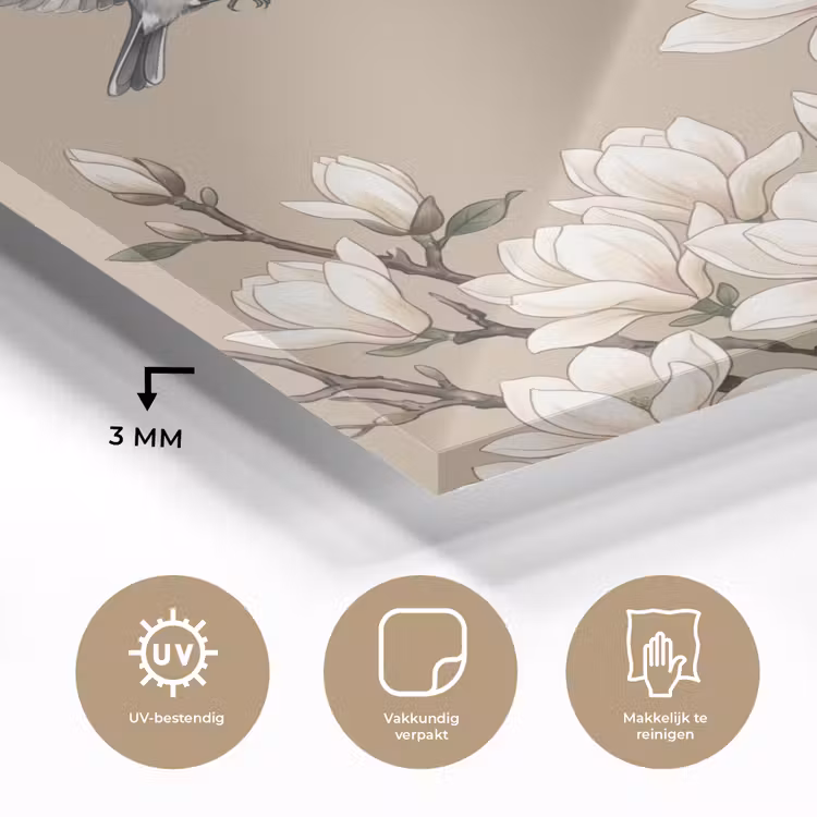 Oosters - Vogels - Beige plexiglas 5mm klein -sfeer2