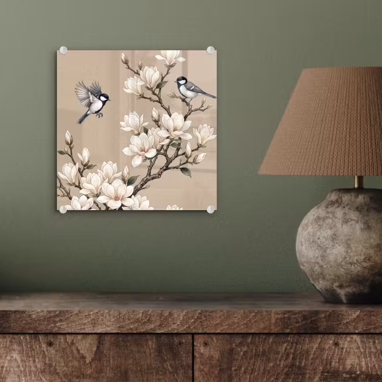 Oosters - Vogels - Beige plexiglas 5mm klein -sfeer3