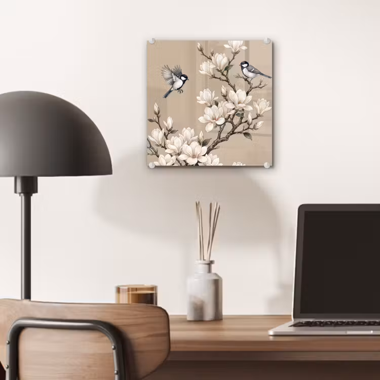 Oosters - Vogels - Beige plexiglas 5mm klein -sfeer6