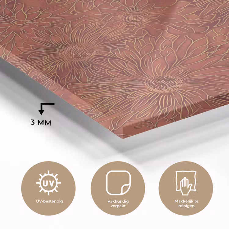 Oosters - Bloemen - Terracotta plexiglas 5mm klein 11 -sfeer2
