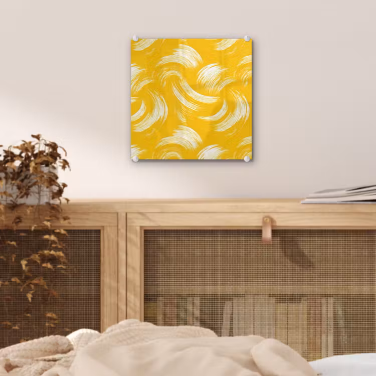 Verfstreken - Abstract - Dynamisch - Geel plexiglas 5mm klein 11 -sfeer4