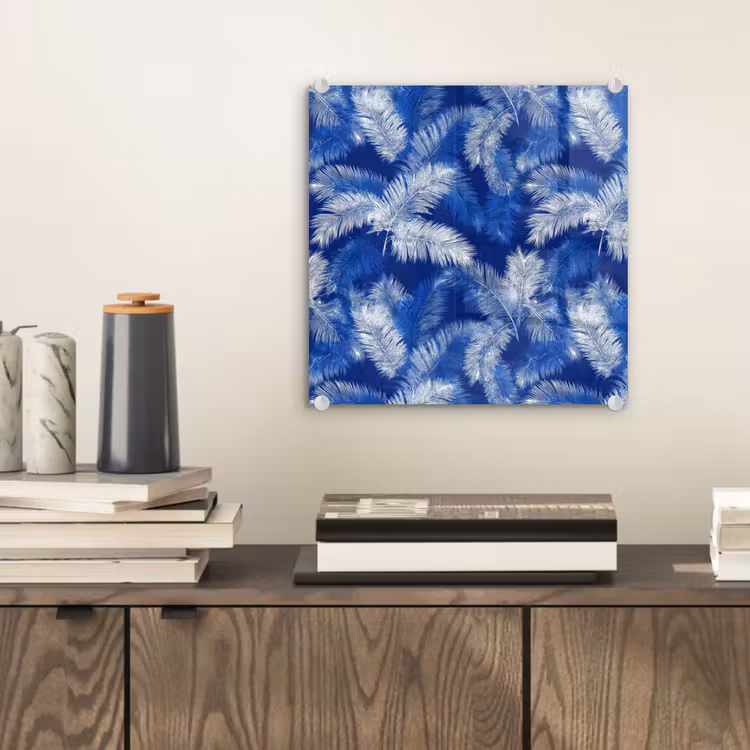 Palmblad - Patroon - Blauw plexiglas 5mm klein 11 -sfeer1