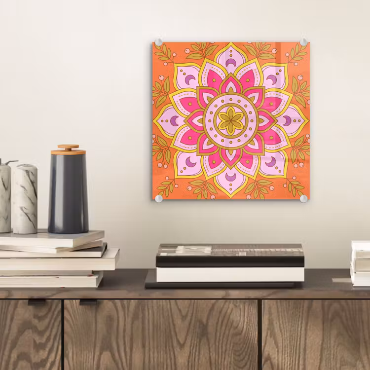 Patroon - Bloemmotief - Decoratie - Abstract - Roze plexiglas 5mm klein -sfeer1