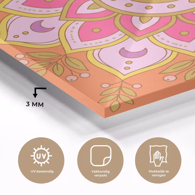 Patroon - Bloemmotief - Decoratie - Abstract - Roze plexiglas 5mm klein -sfeer2