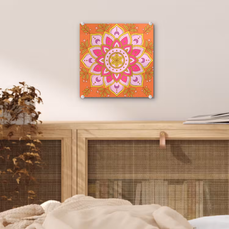 Patroon - Bloemmotief - Decoratie - Abstract - Roze plexiglas 5mm klein -sfeer4