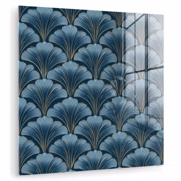 Patroon - Ginkgoblad - Blauw plexiglas 5mm klein 11 -zzzproduct_nieuw