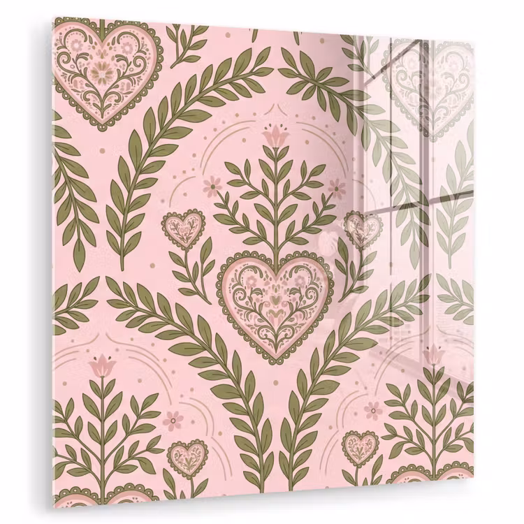 Patroon - Hart - Bloemen - Folkloristisch - Roze plexiglas 5mm klein -zzzproduct_nieuw