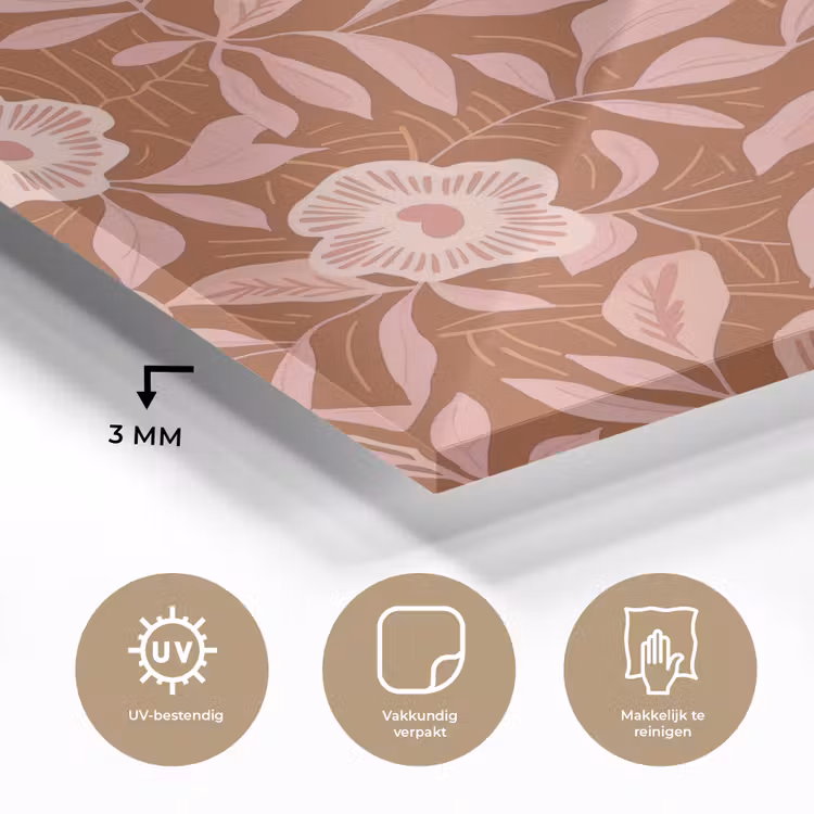 Patroon - Bladeren - Terracotta plexiglas 5mm klein 11 -sfeer2