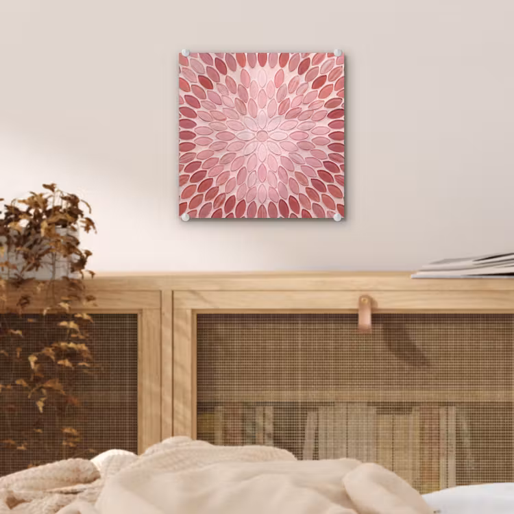Patroon - Mozaïek - Ovaal - Abstract - Roze plexiglas 5mm klein -sfeer4