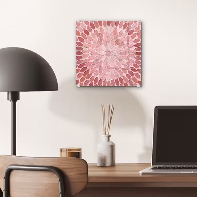 Patroon - Mozaïek - Ovaal - Abstract - Roze plexiglas 5mm klein -sfeer6