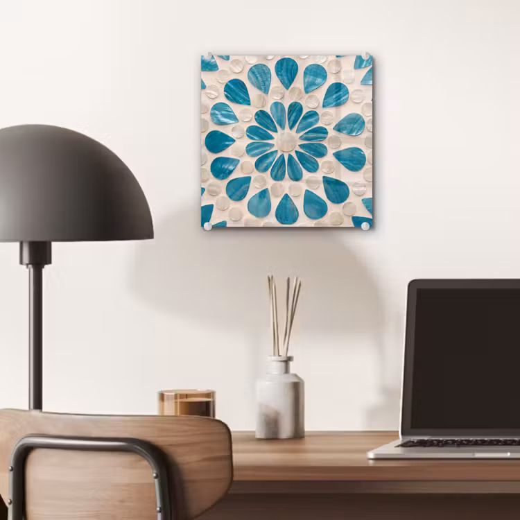 Patroon - Mozaïek - Schelpen - Abstract - Turquoise plexiglas 5mm klein -sfeer6