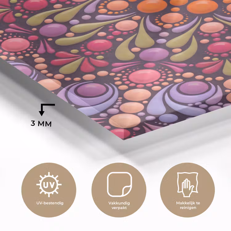 Patroon - Stippen - Abstract - Modern - Kleurrijk plexiglas 5mm klein -sfeer2