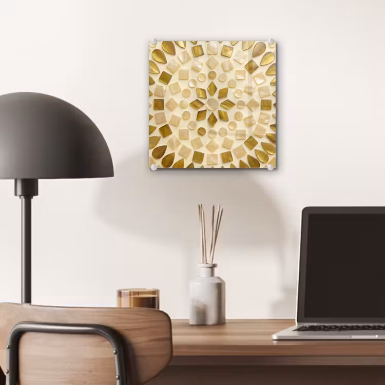Patroon - Vormen - Mozaïek - Abstract - Goud plexiglas 5mm klein -sfeer6