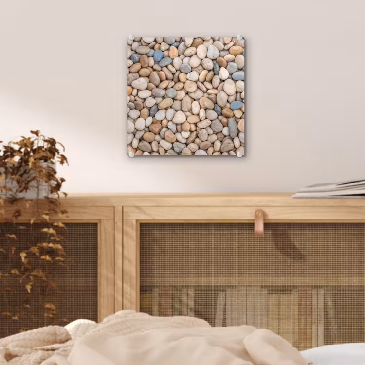 Kiezelstenen - Natuur - Textuur - Beige - Grijs plexiglas 5mm klein -sfeer4