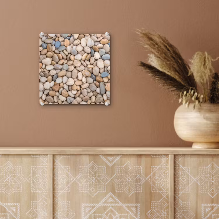 Kiezelstenen - Natuur - Textuur - Beige - Grijs plexiglas 5mm klein -sfeer5