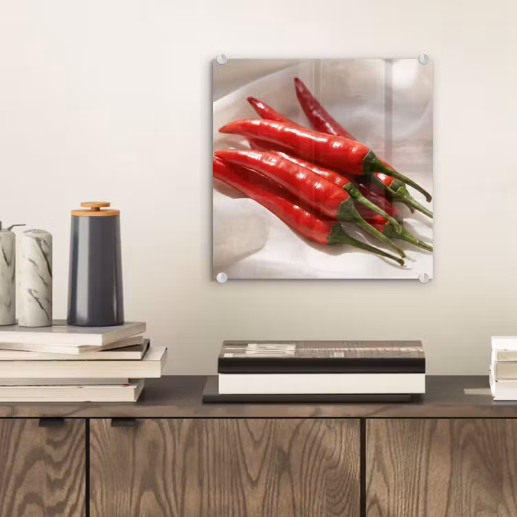 Glass Print - Pepper - Red - Food - Peper - Rood - Eten plexiglas 5mm klein