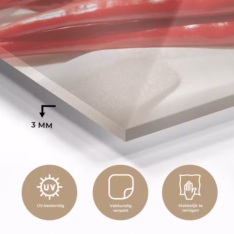Glass Print - Pepper - Red - Food - Peper - Rood - Eten plexiglas 5mm klein