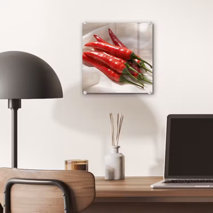 Glass Print - Pepper - Red - Food - Peper - Rood - Eten plexiglas 5mm klein
