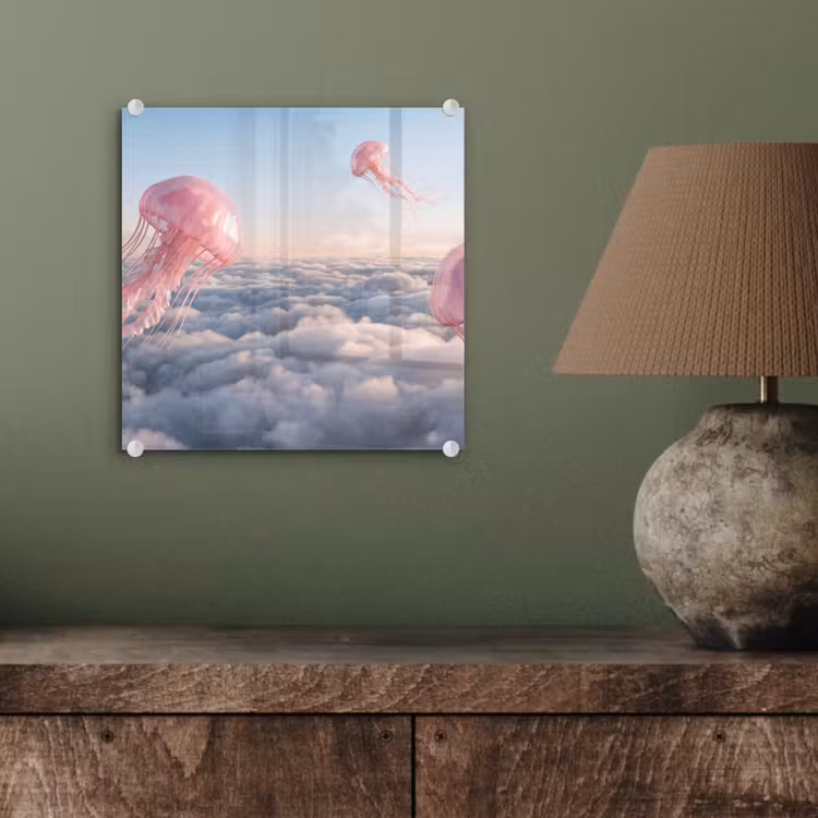 Glass Print - Pink Animal - Clouds - Roze dier - Wolken plexiglas 5mm klein