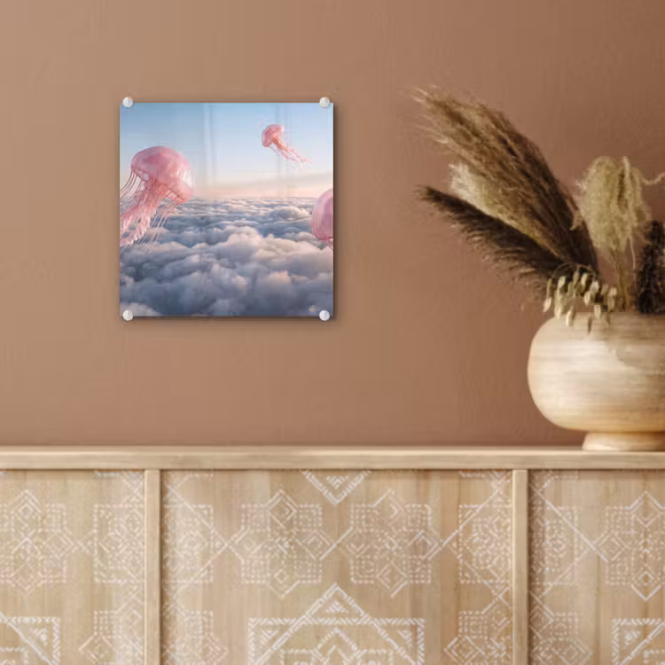 Glass Print - Pink Animal - Clouds - Roze dier - Wolken plexiglas 5mm klein