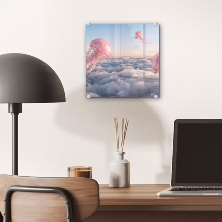 Glass Print - Pink Animal - Clouds - Roze dier - Wolken plexiglas 5mm klein