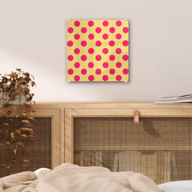 Roze - Stippen - Geel plexiglas 5mm klein 11 -sfeer4
