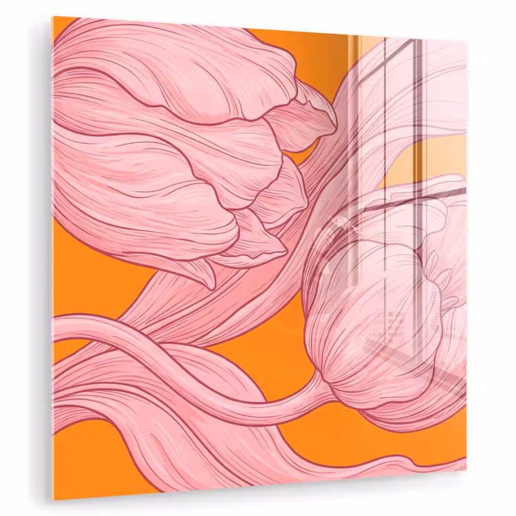 Glass Print - Pink Flowers - Modern - Roze bloemen - Modern plexiglas 5mm klein