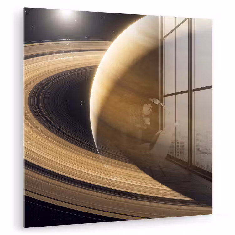Glass Print - Planet - Rings - Space - Planeet - Ringen - Ruimte plexiglas 5mm klein