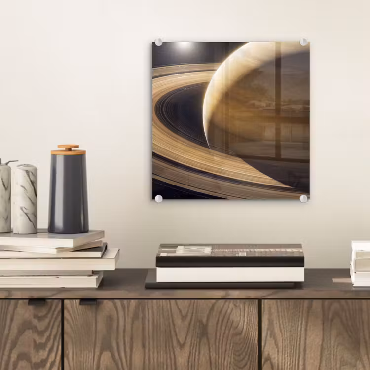Glass Print - Planet - Rings - Space - Planeet - Ringen - Ruimte plexiglas 5mm klein