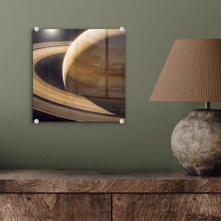 Glass Print - Planet - Rings - Space - Planeet - Ringen - Ruimte plexiglas 5mm klein