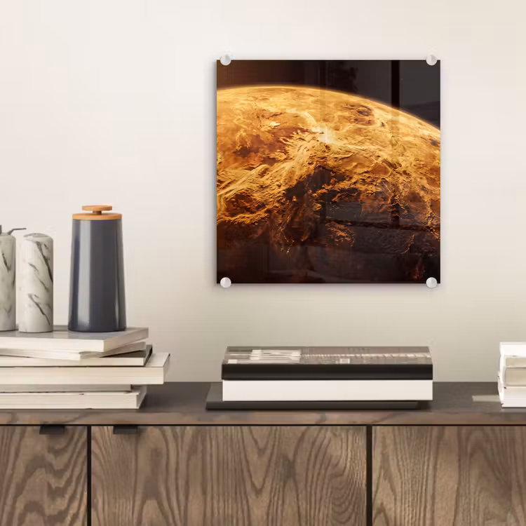 Glass Print - Planet - Space - Orange - Planeet - Ruimte - Oranje plexiglas 5mm klein