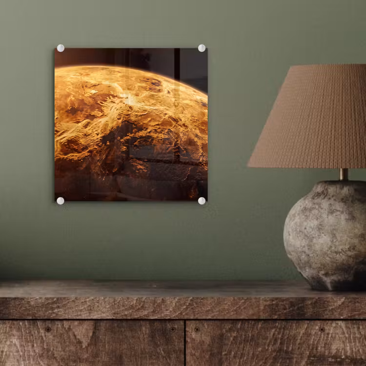 Glass Print - Planet - Space - Orange - Planeet - Ruimte - Oranje plexiglas 5mm klein