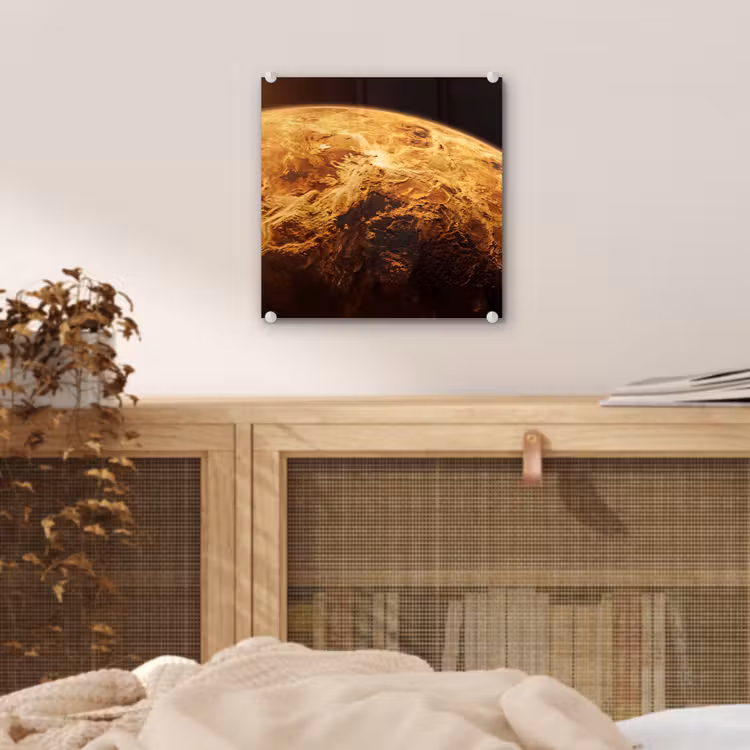 Glass Print - Planet - Space - Orange - Planeet - Ruimte - Oranje plexiglas 5mm klein