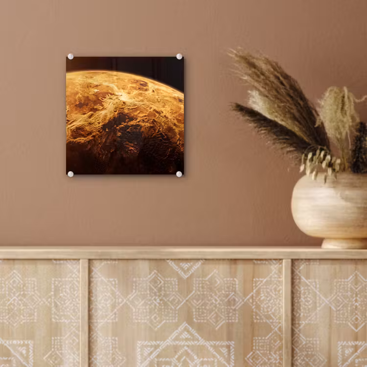 Glass Print - Planet - Space - Orange - Planeet - Ruimte - Oranje plexiglas 5mm klein