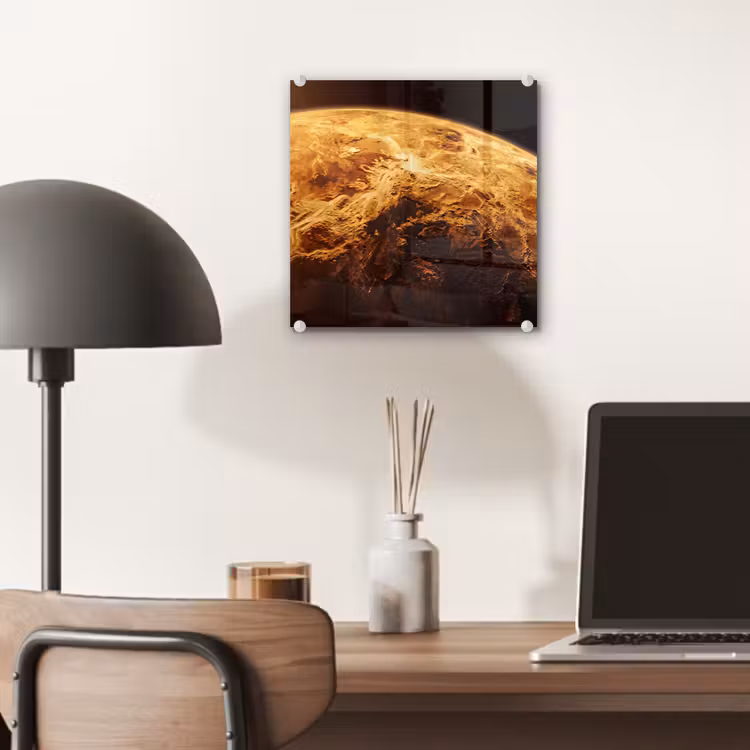 Glass Print - Planet - Space - Orange - Planeet - Ruimte - Oranje plexiglas 5mm klein