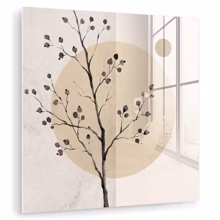 Glass Print - Plant - Abstract - Beige - Plant - Abstract - Beige plexiglas 5mm klein