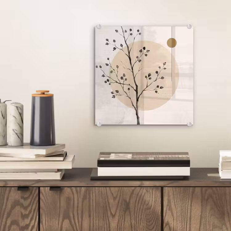 Glass Print - Plant - Abstract - Beige - Plant - Abstract - Beige plexiglas 5mm klein