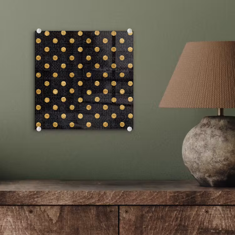 Polka Dot - Stippen - Goud - Zwart plexiglas 5mm klein 11 -sfeer3