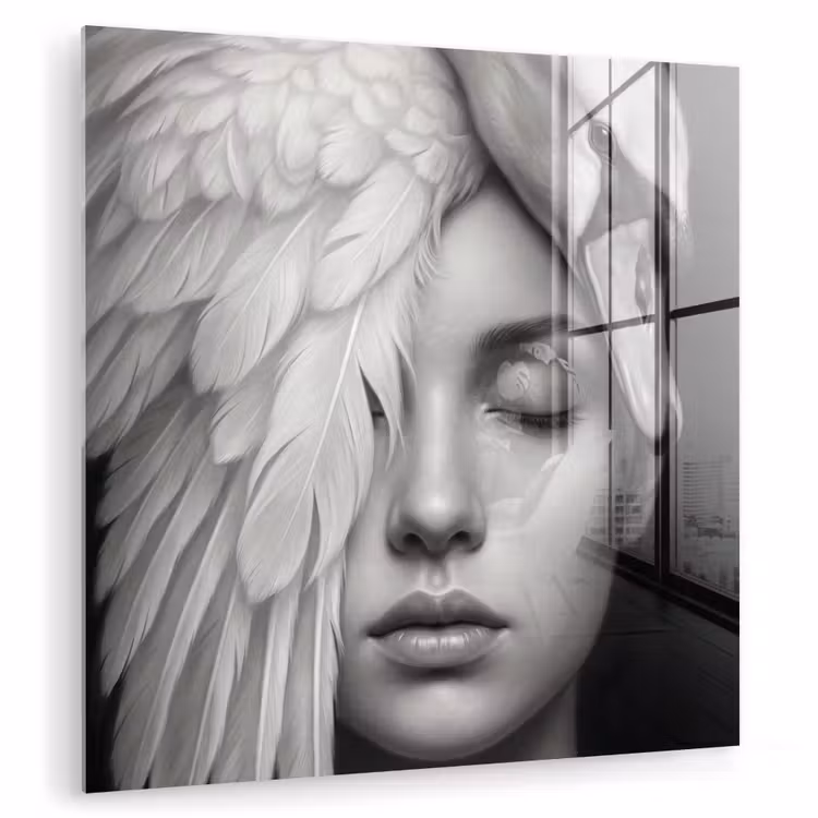 Portret - Zwaan - Zwart - Wit plexiglas 5mm klein -zzzproduct_nieuw