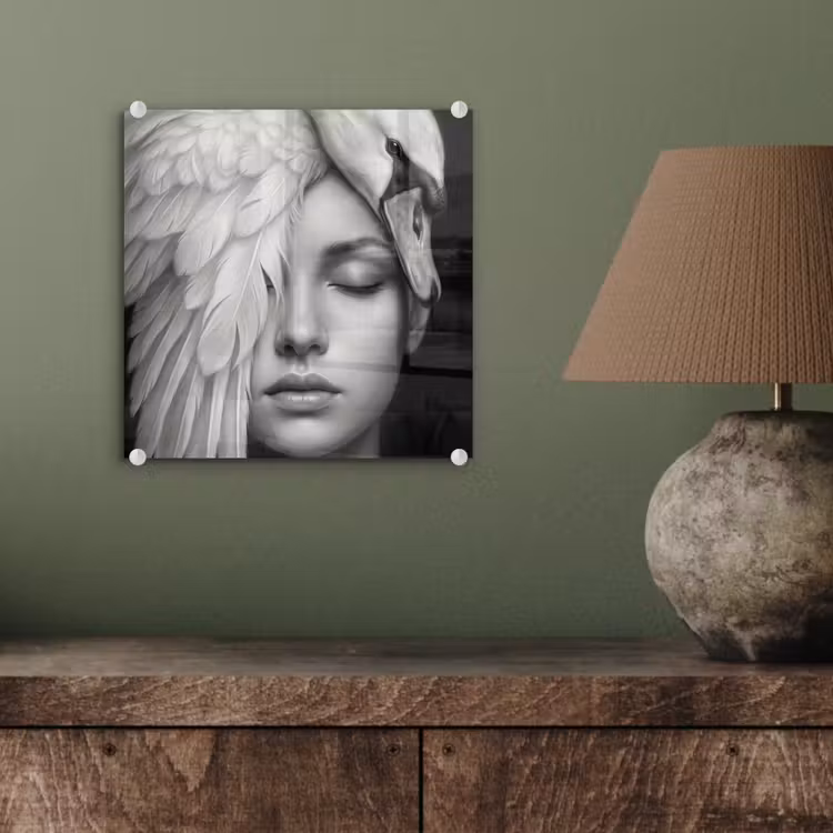 Portret - Zwaan - Zwart - Wit plexiglas 5mm klein -sfeer3