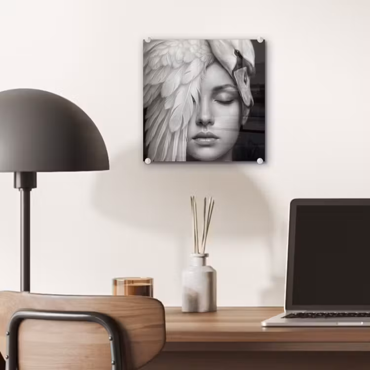 Portret - Zwaan - Zwart - Wit plexiglas 5mm klein -sfeer6