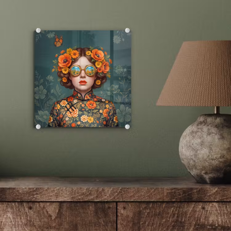 Portret - Vrouw - Kleurrijk - Expressief plexiglas 5mm klein -sfeer3