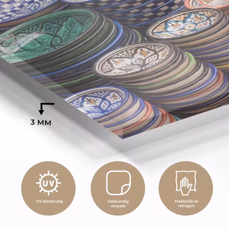 Glass Print - Pottery - Oriental - Colorful - Aardewerk - Oosters - Kleurrijk plexiglas 5mm klein