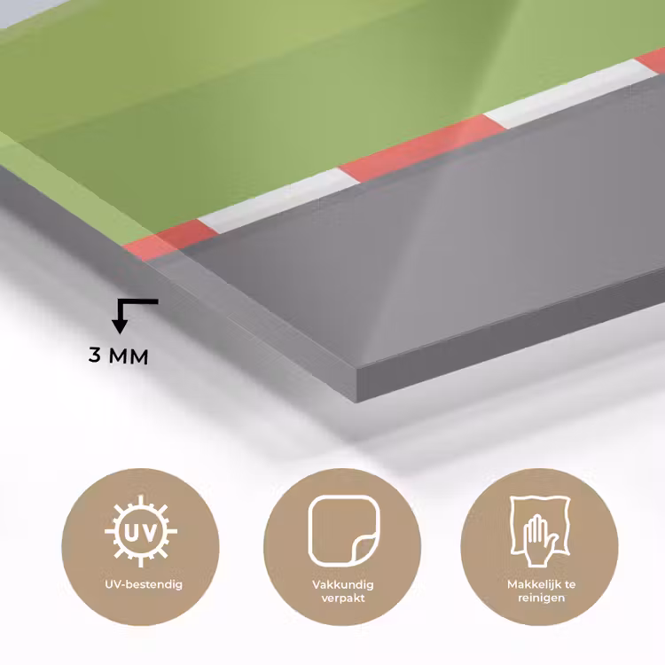 Racebaan - Illustratie - Sport - Kleurrijk plexiglas 5mm klein -sfeer2