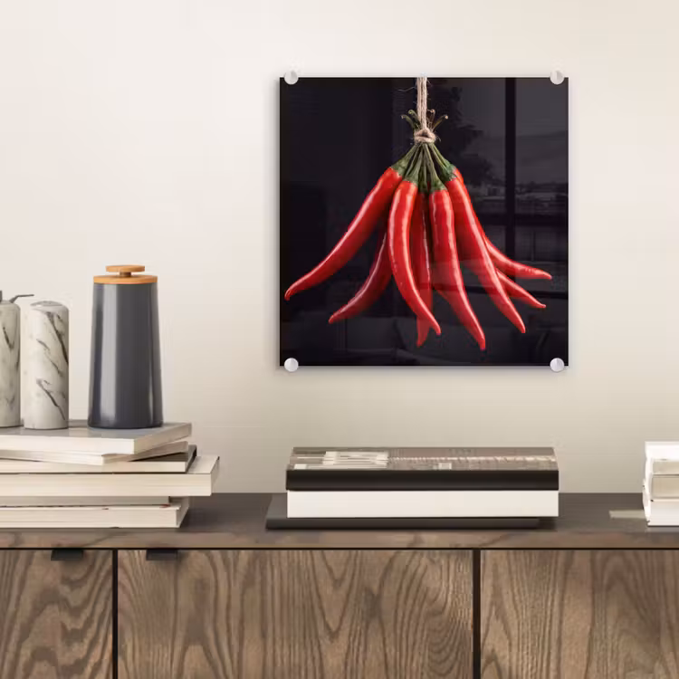 Glass Print - Red Pepper - Food - Rode peper - Eten plexiglas 5mm klein