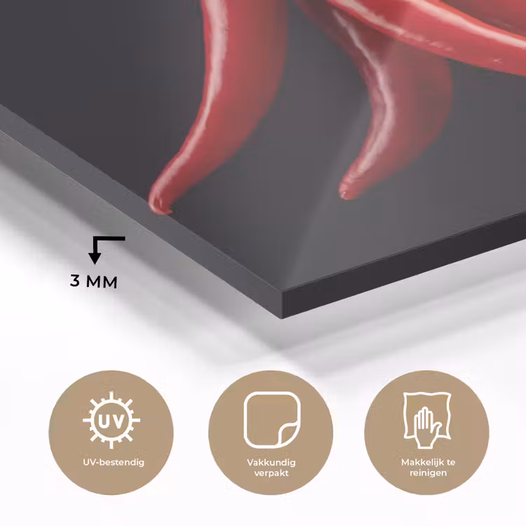 Glass Print - Red Pepper - Food - Rode peper - Eten plexiglas 5mm klein
